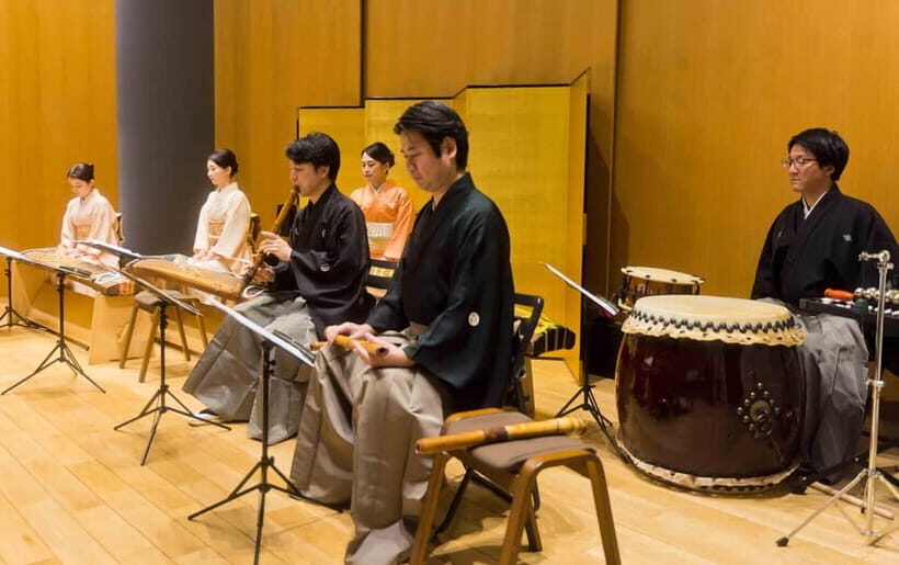 Japanese Traditional Music Show in Tokyo - The wagakki lineup: koto, shamisen, shakuhachi, and taiko
