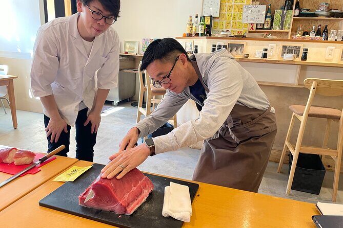 Master the art of Sushi : Toyosu Market Tour & Tuna Cutting - Toyosu wholesaler market time: Free ticket, guided viewing, and optional fish shopping