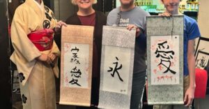 Tokyo: Calligraphy on Kanji Fan & Scroll with Drink - What you actually make: kanji fan and kakejiku scroll (not just practice sheets)