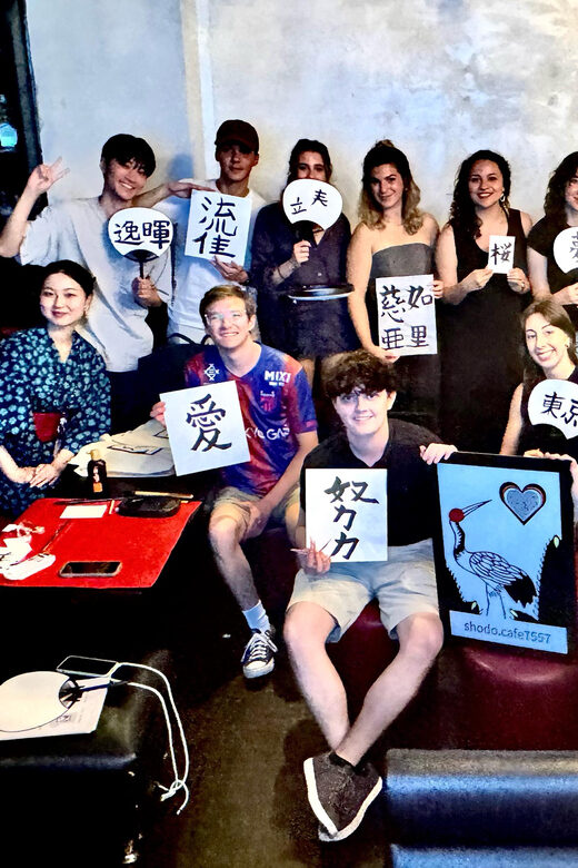 Tokyo: Calligraphy on Kanji Fan & Scroll with Drink - Price and value: $53 for art, tools, and a big keepsake set